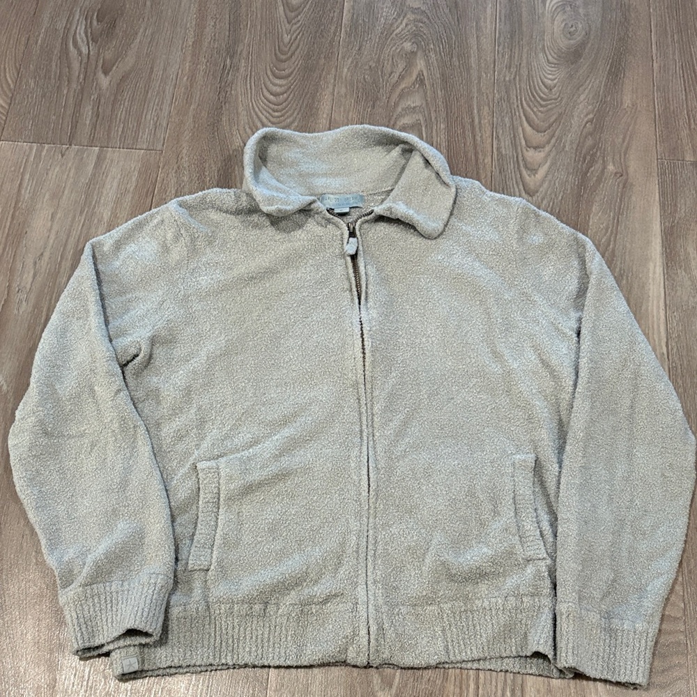 Barefoot Dreams CozyChic Light Grey Zip Up XL